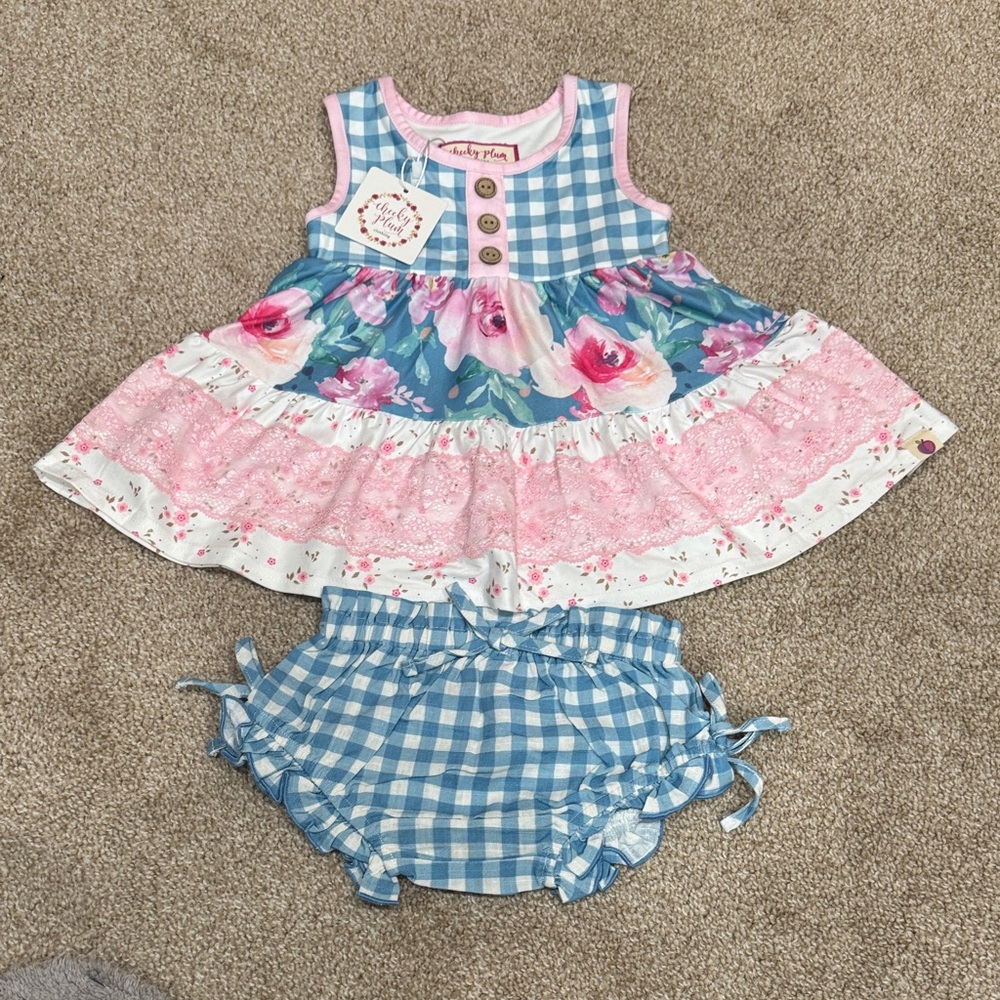 Cheeky Plum Blue and Pink Floral Set